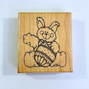 D.O.T.S. Vintage Wood Rubber Stamp Q 139 The Easter Bunny Holiday Crafting Egg